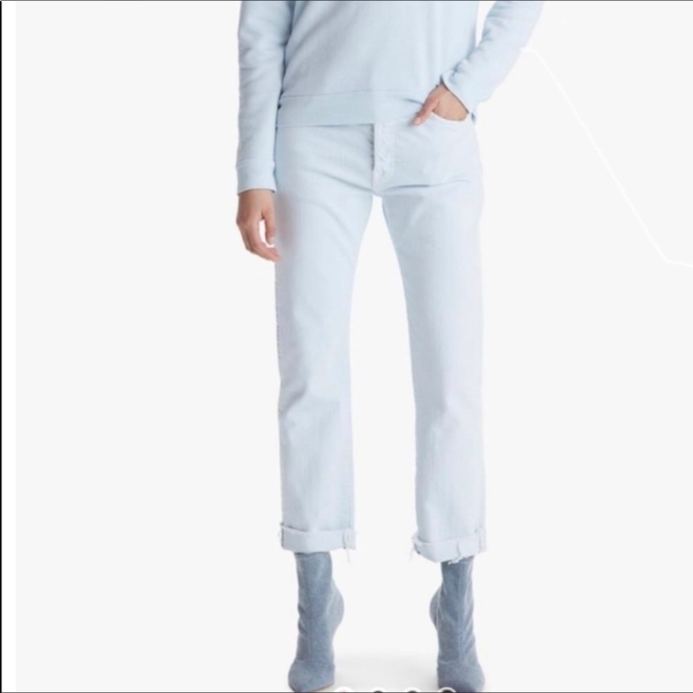 MOTHER The Scrapper Cuff Ankle Fray Baby Blue 27